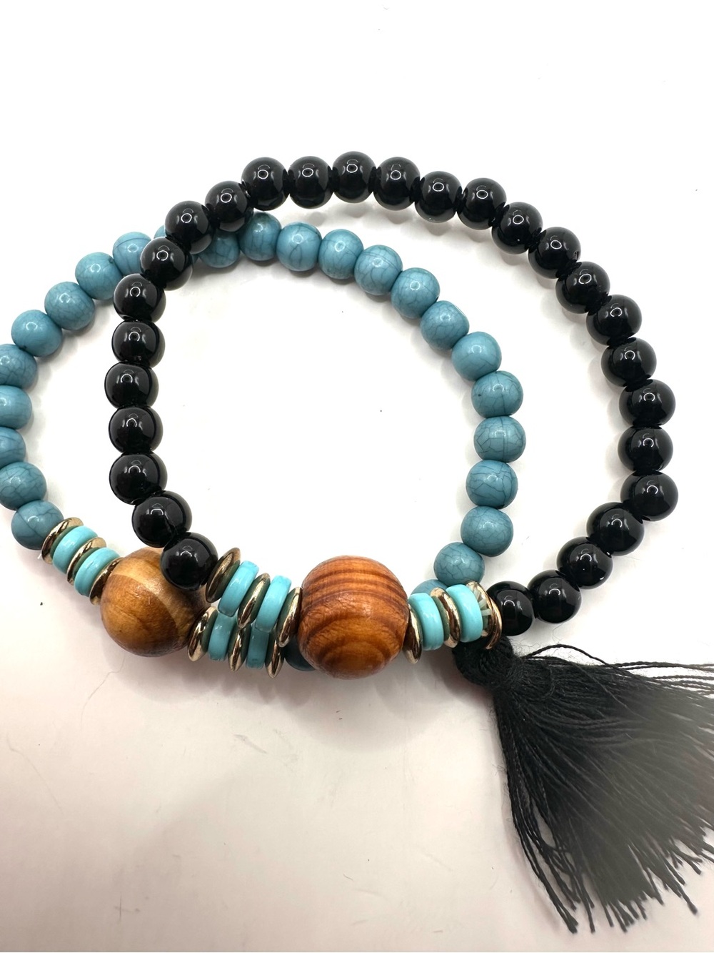 Fashion: Black & Turquoise with Wood Accents